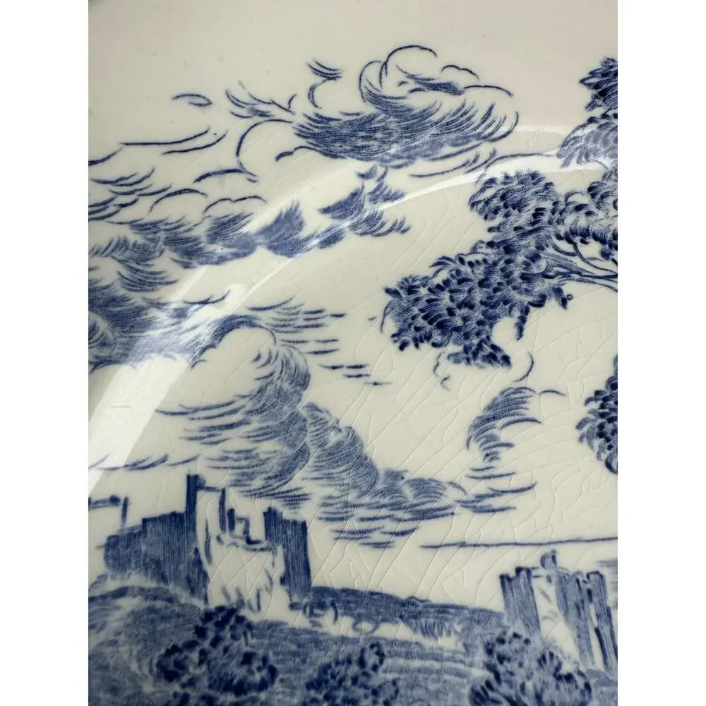Vintage Wedgwood Dinner Plates Set of 4 Blue Transferware 
